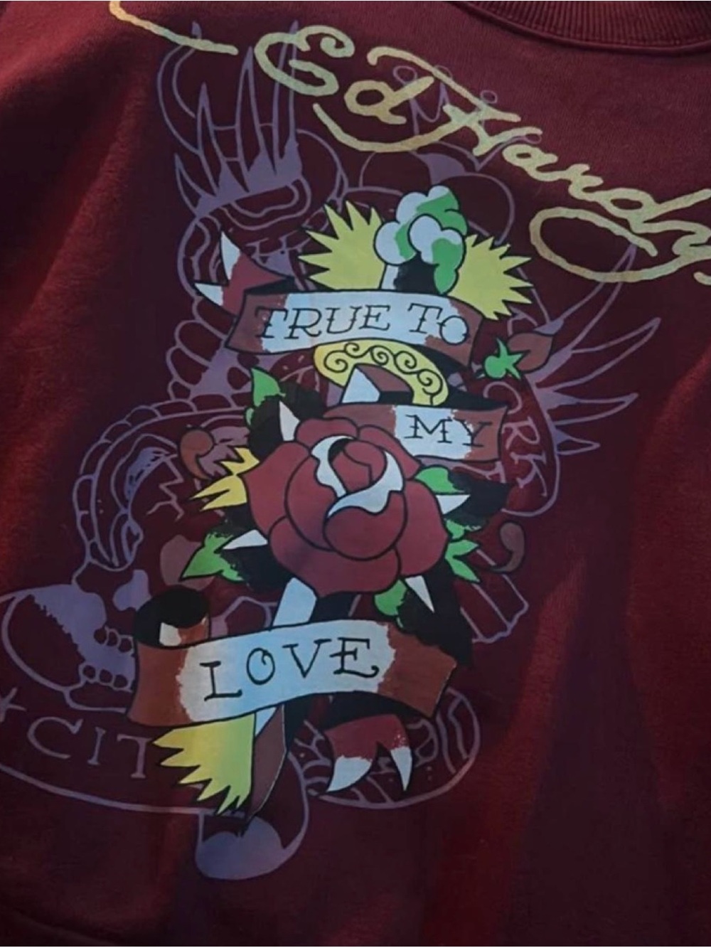 Ed Hardy Red Rose 'True To My Love' Graphic Art Print